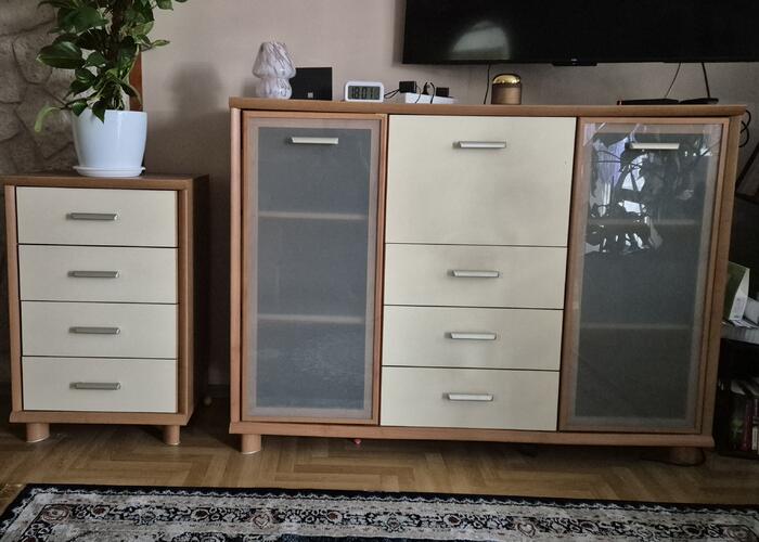 Grajewo ogłoszenia: Sprzedam komodę (160×120×40) i słupek z szufladami (60×90×40).